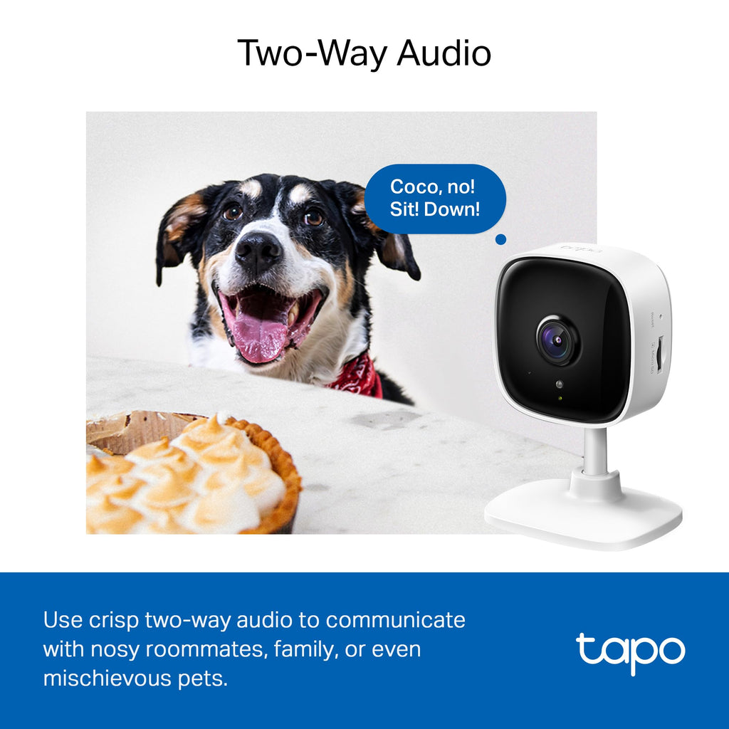 TP-Link Tapo 1080P Indoor Security Camera for Baby Monitor, Dog Camera w/Motion Detection, 2-Way Audio Siren, Night Vision, Cloud & SD Card Storage, Works w/Alexa & Google Home (Tapo C100)